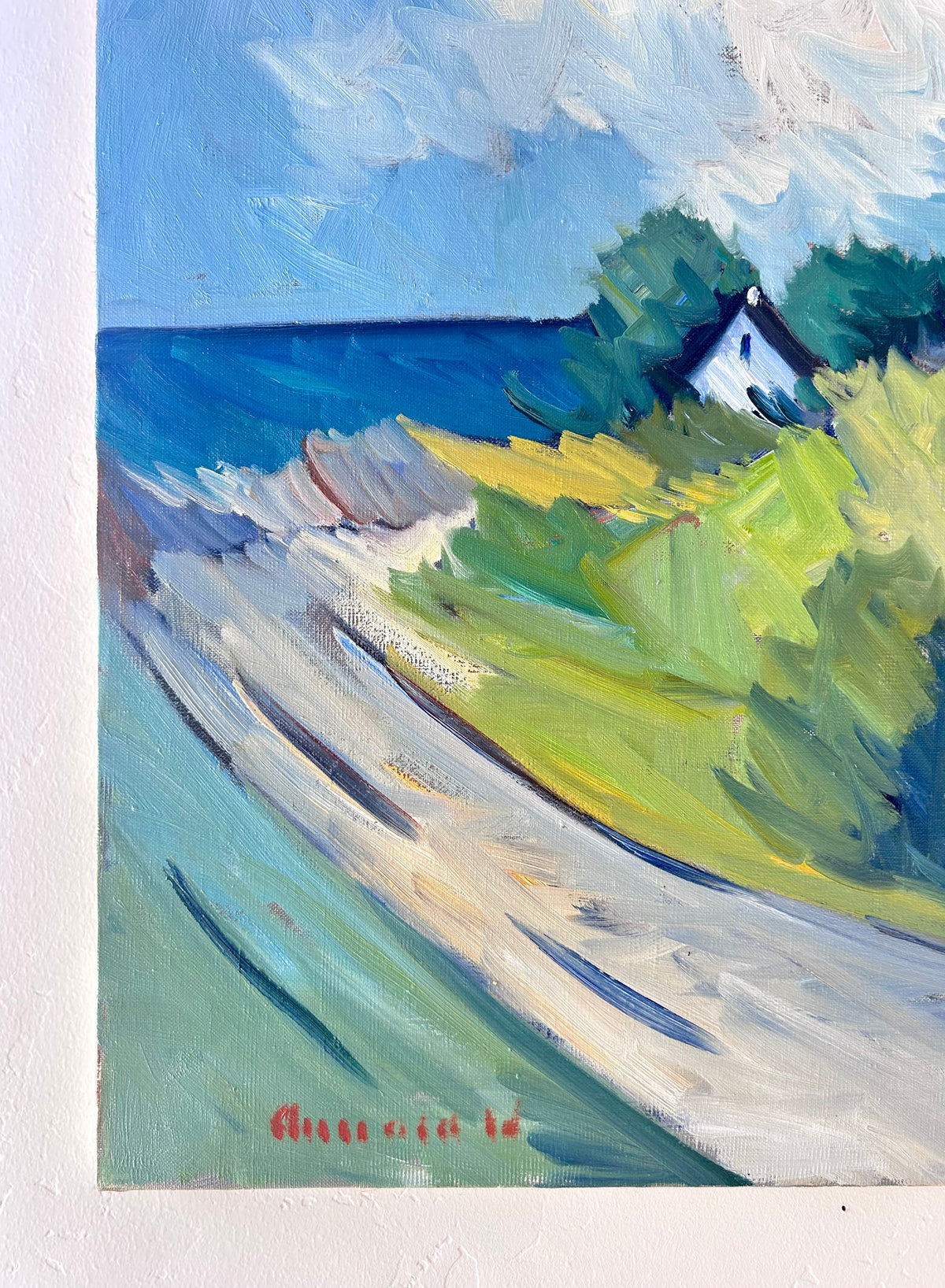 Mid century blue landscape 30" x 24"