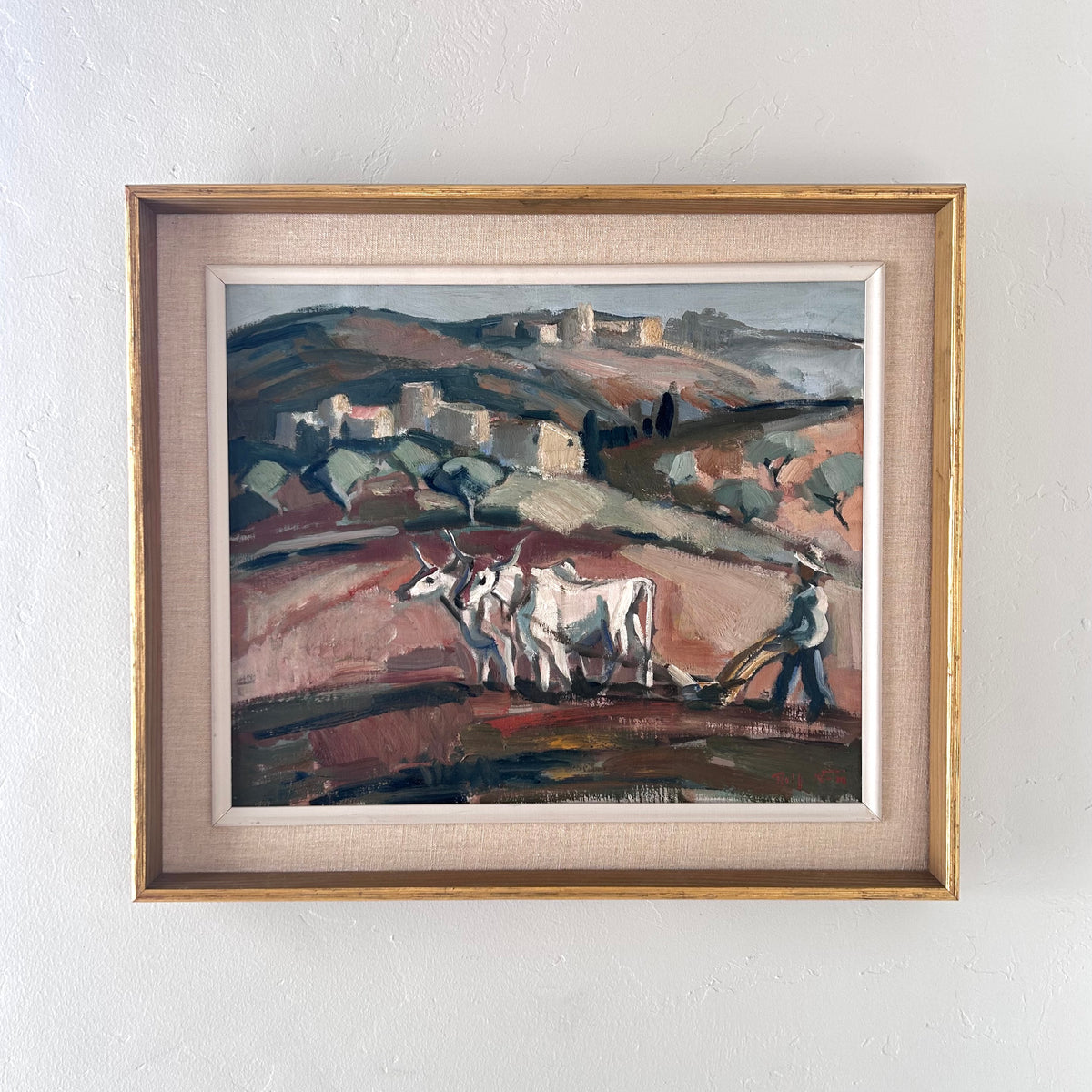 Mediterranean farming scene 19.5" x 23"