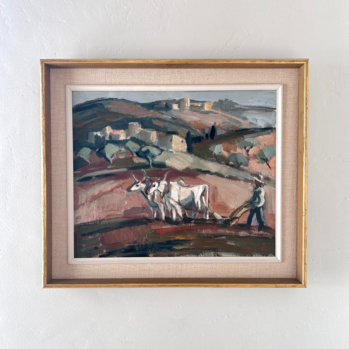 Mediterranean farming scene 19.5" x 23"