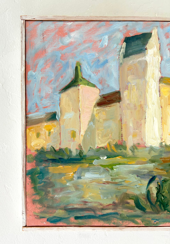 Impressionist pastel church 11" x 12.5"