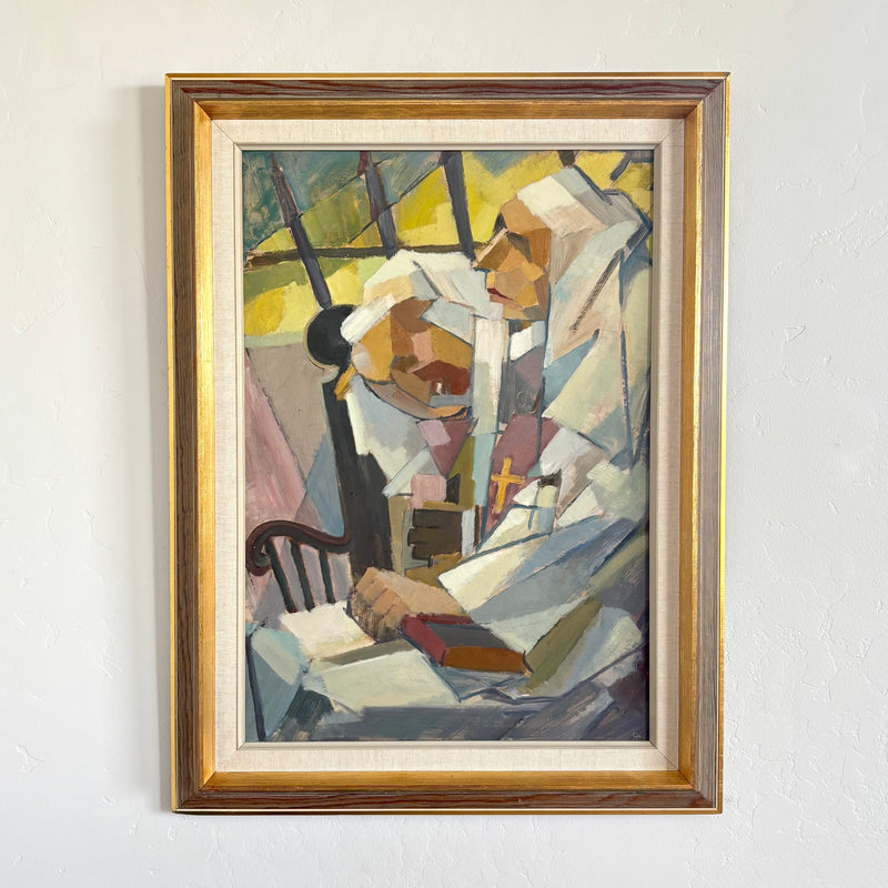 Pastel cubist nuns 22" x 29"