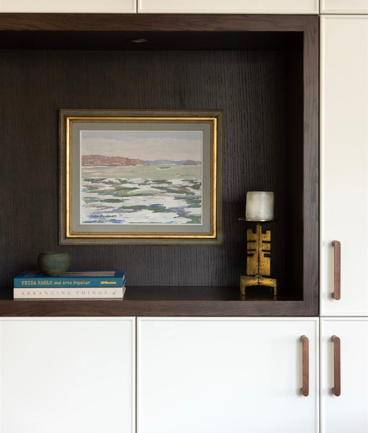 Sculptural brass candle holder