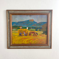 MCM horses pulling hay 33" x 28"