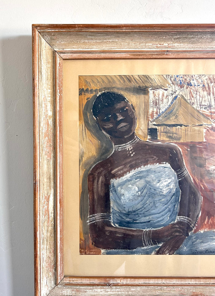 The woman by the hut 21" x 24"