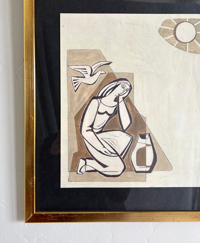 The woman and the dove 15.5" x 16.5"
