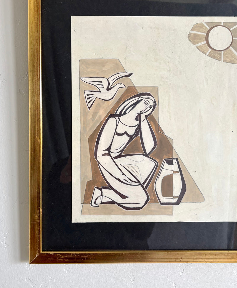 The woman and the dove 15.5" x 16.5"