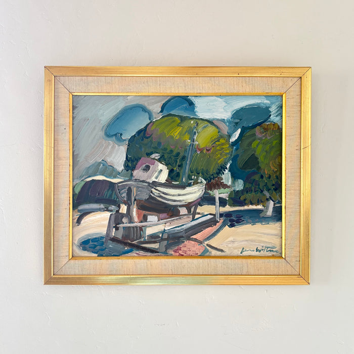 Abstract pastel boat 21" x 17.5"