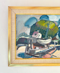Abstract pastel boat 21" x 17.5"