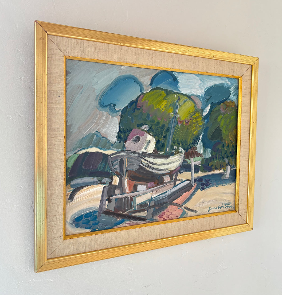 Abstract pastel boat 21" x 17.5"
