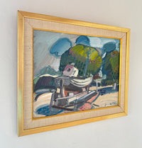 Abstract pastel boat 21" x 17.5"