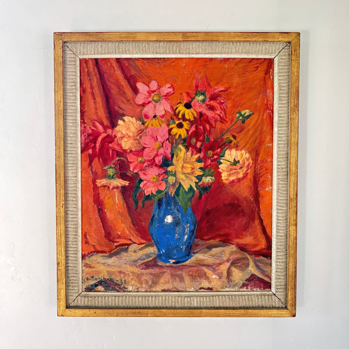 Cobalt blue flower vessel 24” x 28”