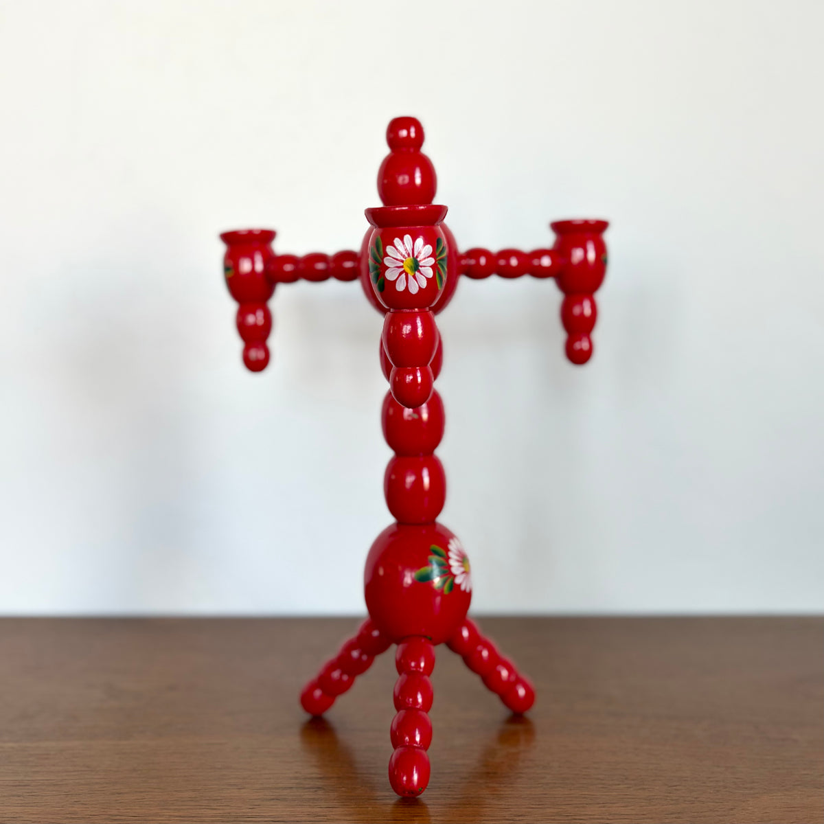 Swedish red ball candelabra