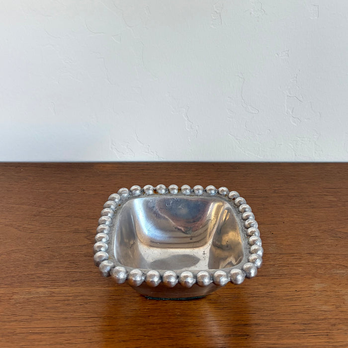 Beaded pewter dish