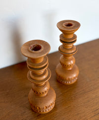 Turned wood Polish candlesticks