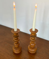 Turned wood Polish candlesticks