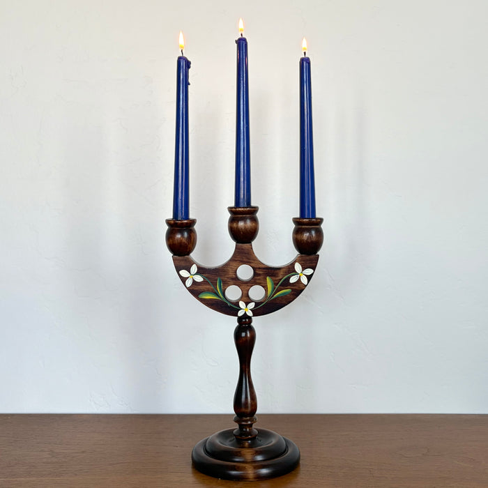 Swedish painted flower candelabra