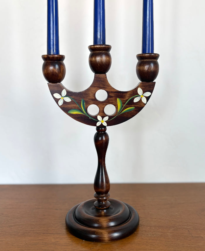 Swedish painted flower candelabra