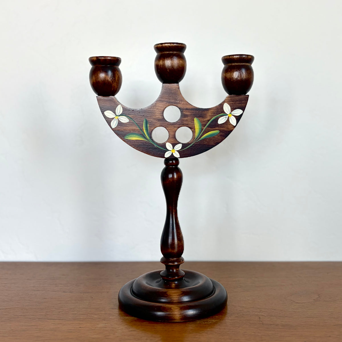 Swedish painted flower candelabra