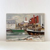 Colorful Swedish harbor 13” x 10”
