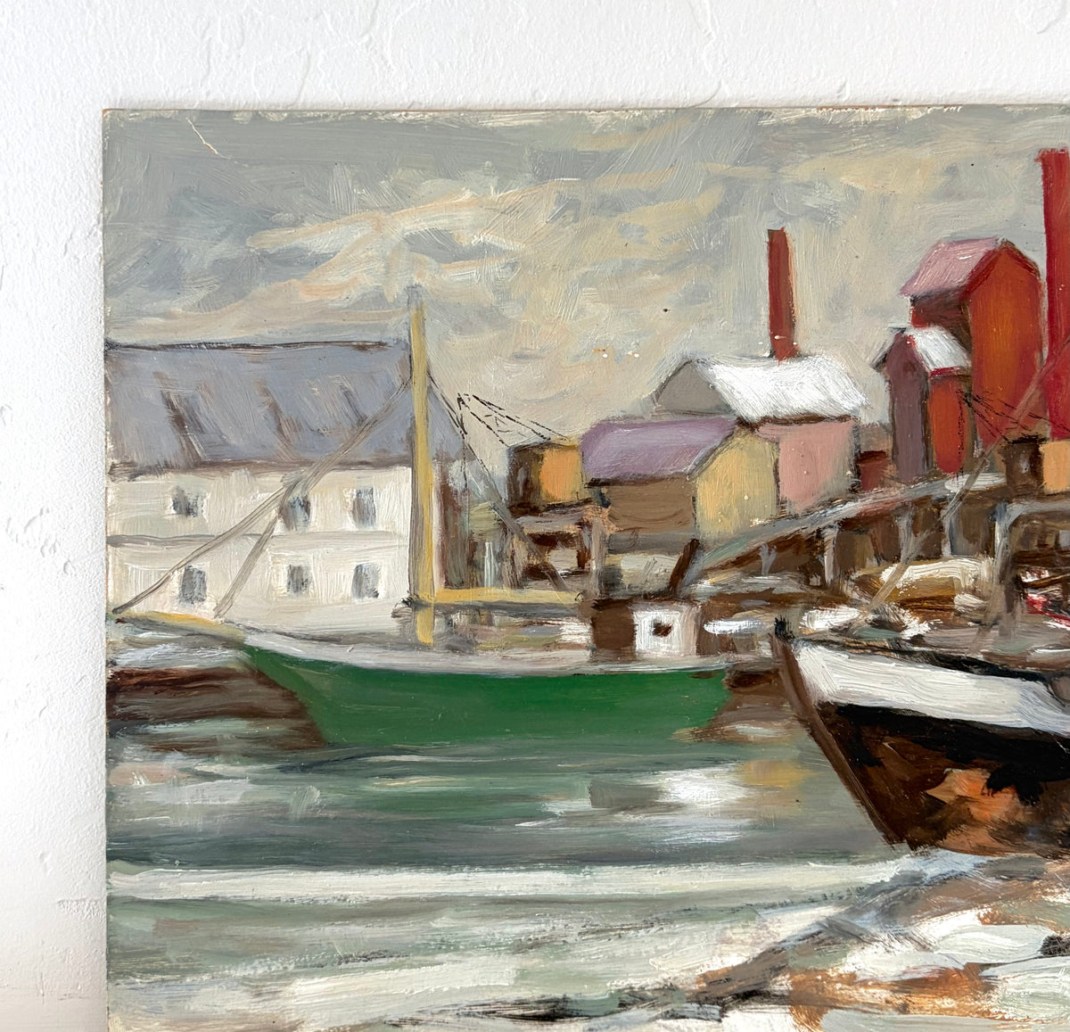 Colorful Swedish harbor 13” x 10”