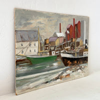 Colorful Swedish harbor 13” x 10”