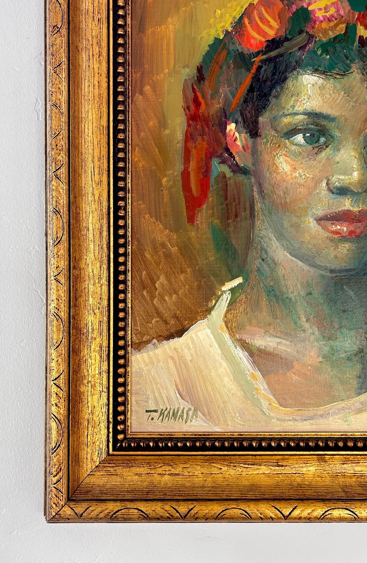 Red scarf red lipstick 21” x 24”