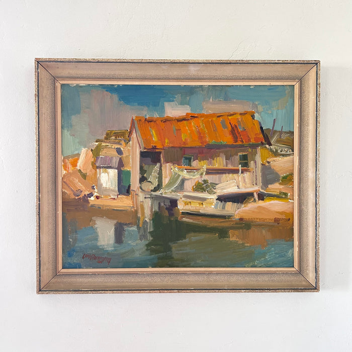 Expressionist boat house 23” x 19”