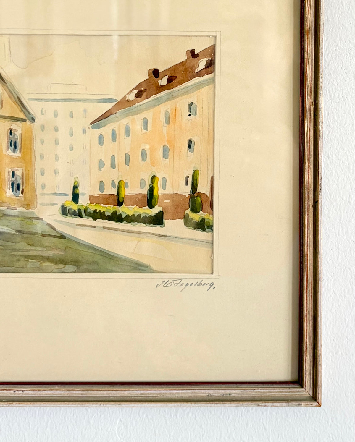 Swedish watercolor town 11” x 9”