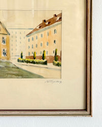 Swedish watercolor town 11” x 9”