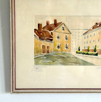 Swedish watercolor town 11” x 9”