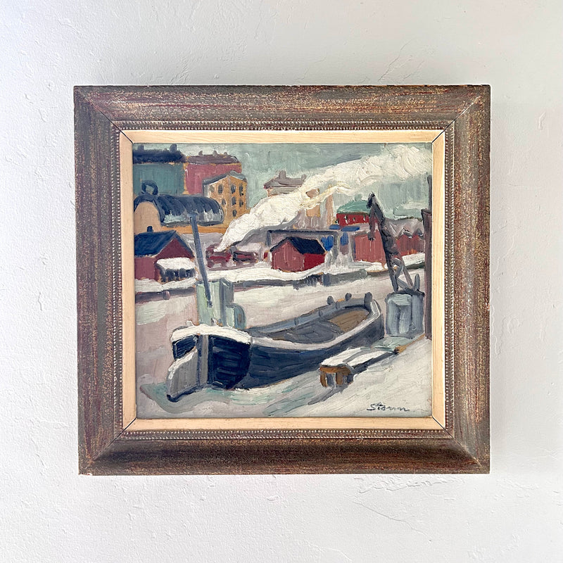 Scandinavian winter harbor 17.5” x 16.5”