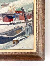 Scandinavian winter harbor 17.5” x 16.5”