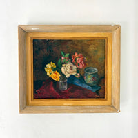Wine stained cloth and roses 24” x 20.5”
