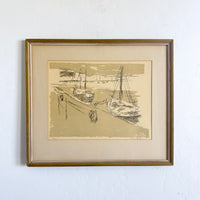 Minimalist boat lithograph 20.5” x 17.5”
