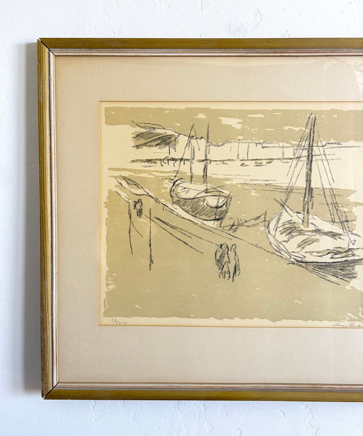 Minimalist boat lithograph 20.5” x 17.5”