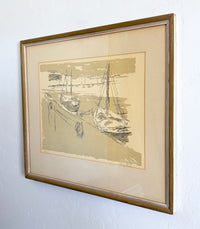 Minimalist boat lithograph 20.5” x 17.5”