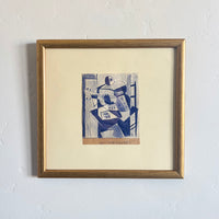 Cubist musician ink drawing 10" x 9.5"