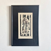 B & W linocut 8.5” x 12”