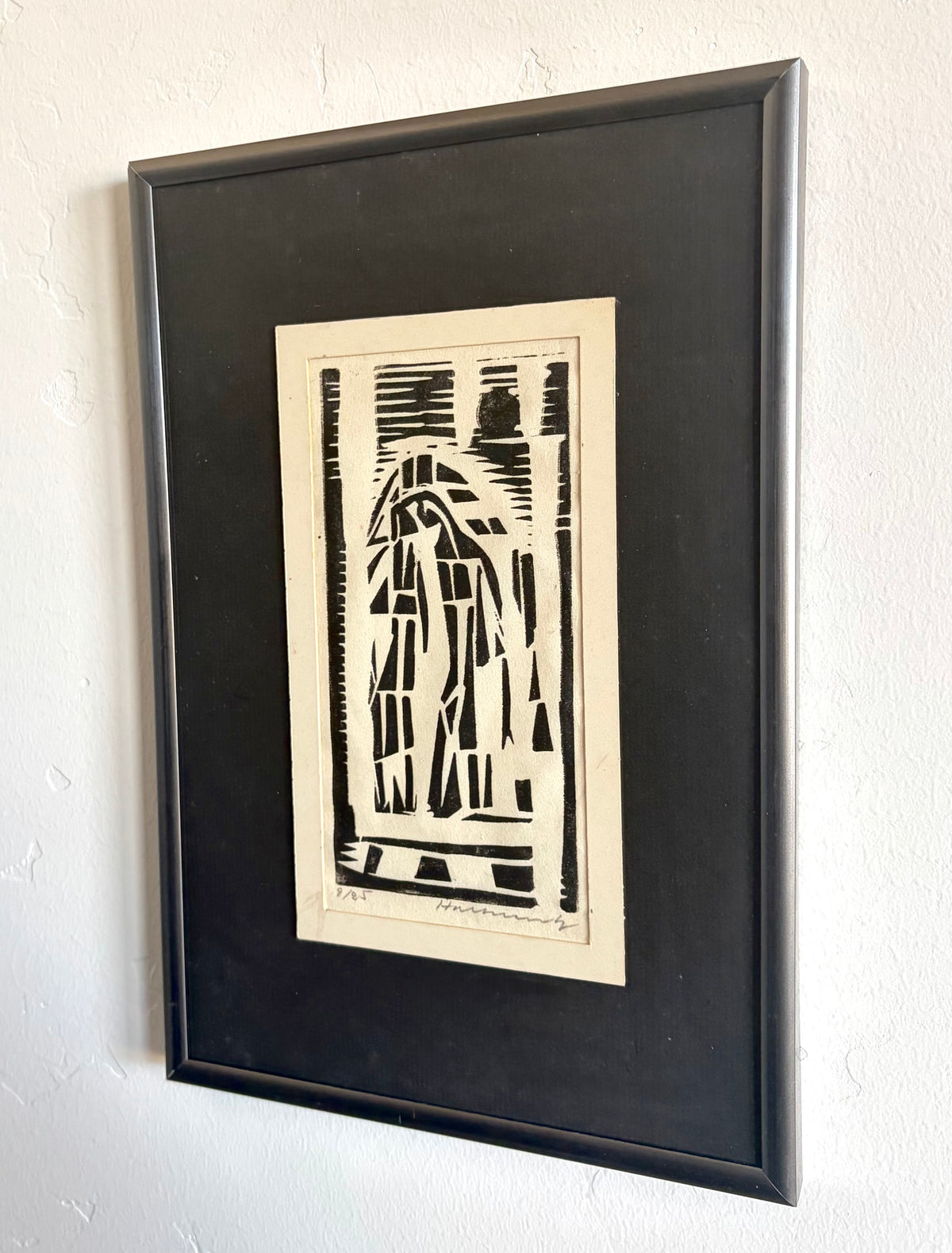 B & W linocut 8.5” x 12”