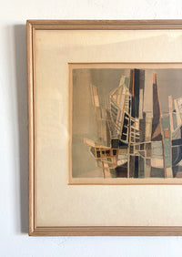 Abstract boat lithograph 18.5” x 15.5”