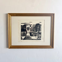 City linocut 17.5" x 13.5"