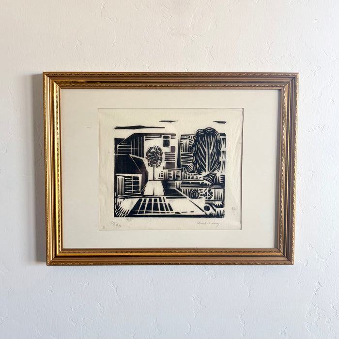 City linocut 17.5" x 13.5"