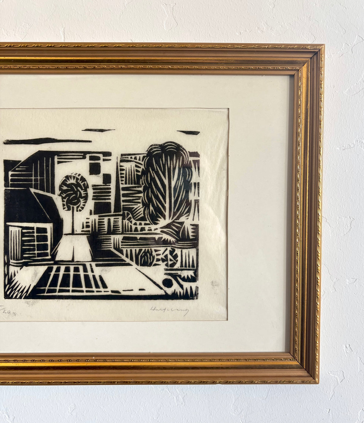 City linocut 17.5" x 13.5"