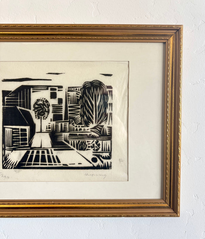 City linocut 17.5" x 13.5"