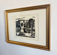 City linocut 17.5" x 13.5"