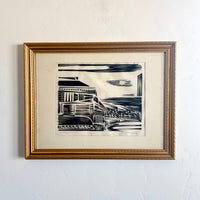 Neighborhood linocut 17.5" x 13.5"