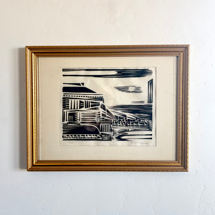 Neighborhood linocut 17.5" x 13.5"