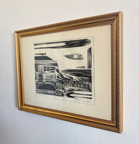 Neighborhood linocut 17.5" x 13.5"