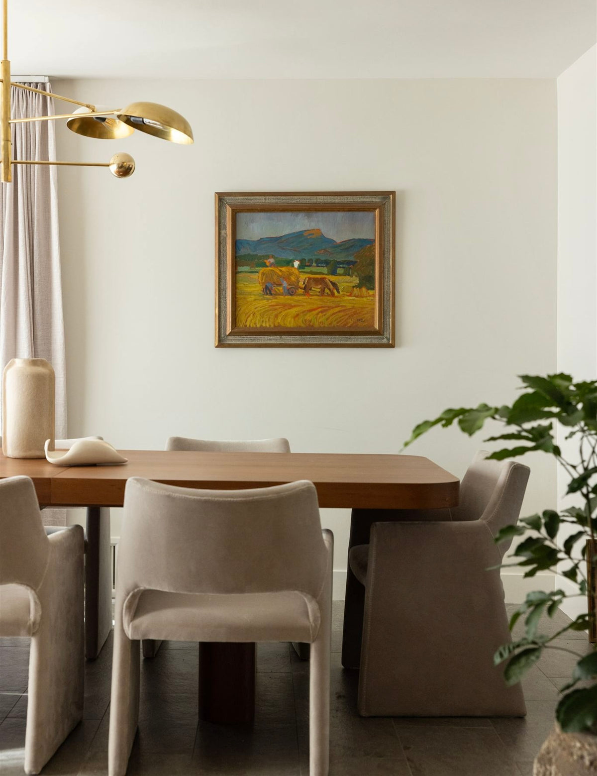 MCM horses pulling hay 33" x 28"