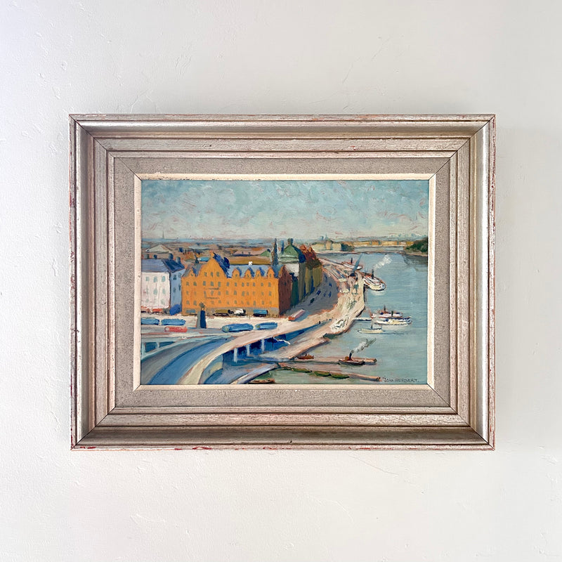 Tangerine building in the harbor 19” x 15”